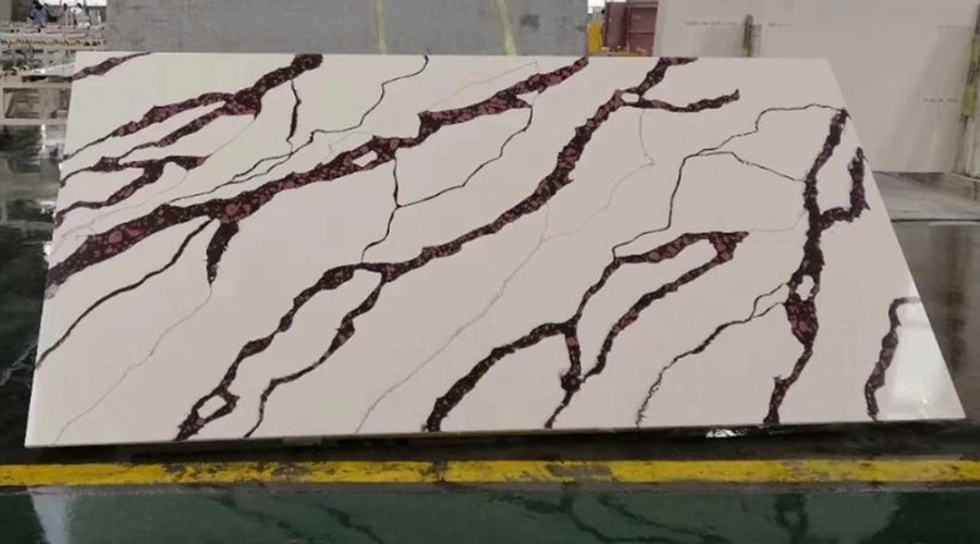 White Quartz With Red Veins Slab 02