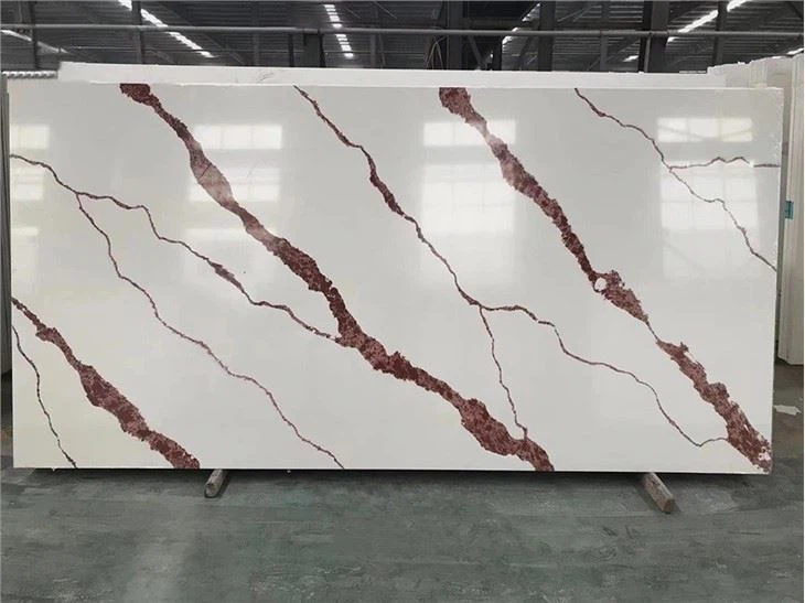 White Quartz With Red Veins Slab 01