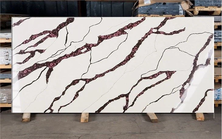 White Quartz With Red Veins Slab
